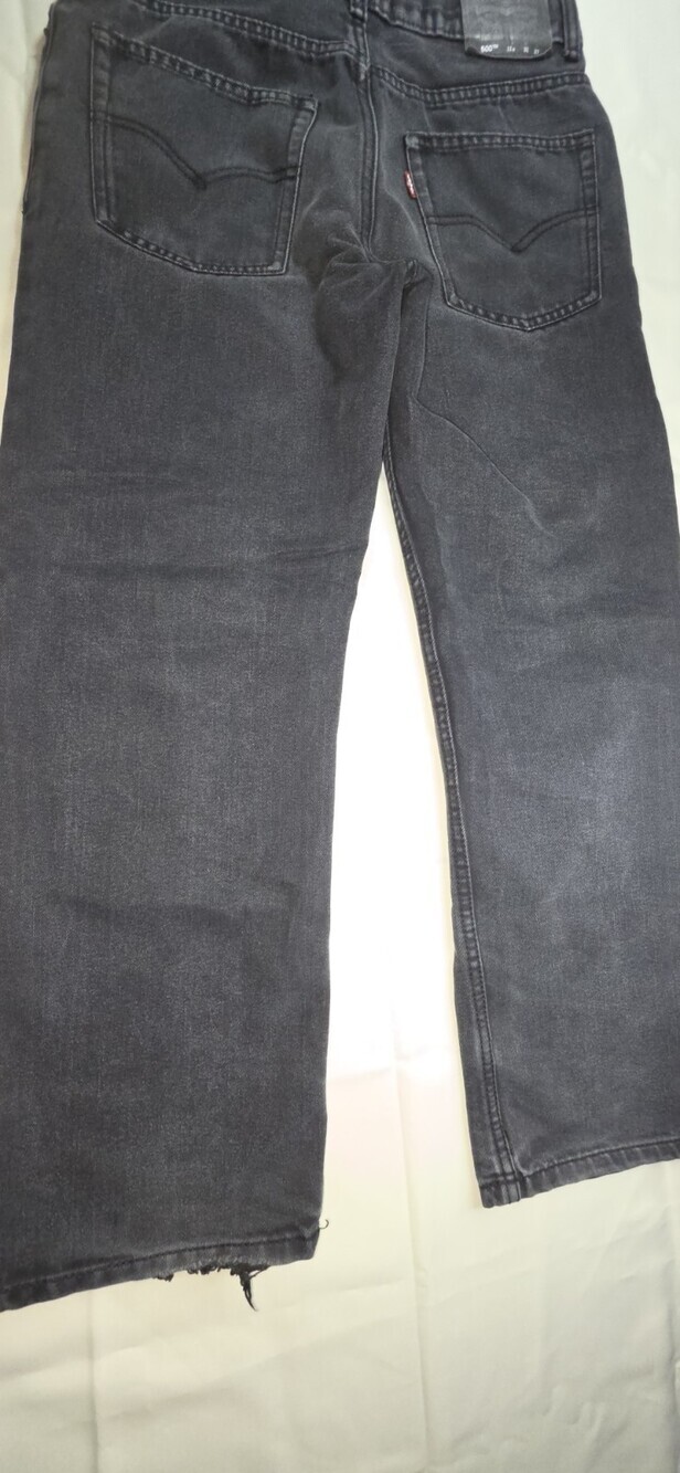 Levi's 500 Relaxed Fit Size 32x27 Jeans Black Denim Men's Red Tab Sku 171 - Picture 5 of 5